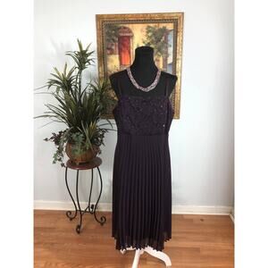 R&M Collection Dress Set Women Size 18 Purple Lace Pleated Formal Evening